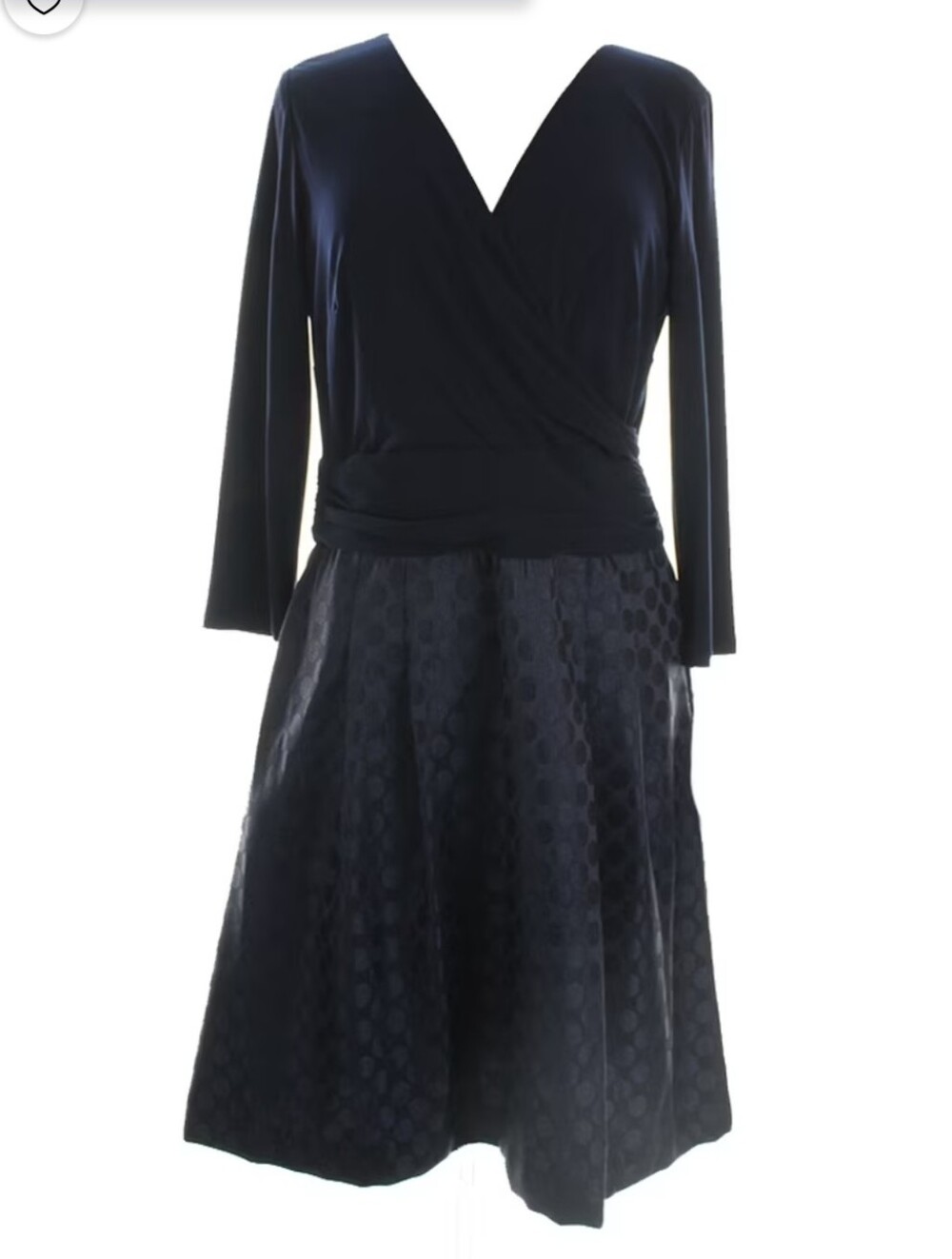 American Living Navy V-Neck Faux Wrap Midi Dress - Size 16